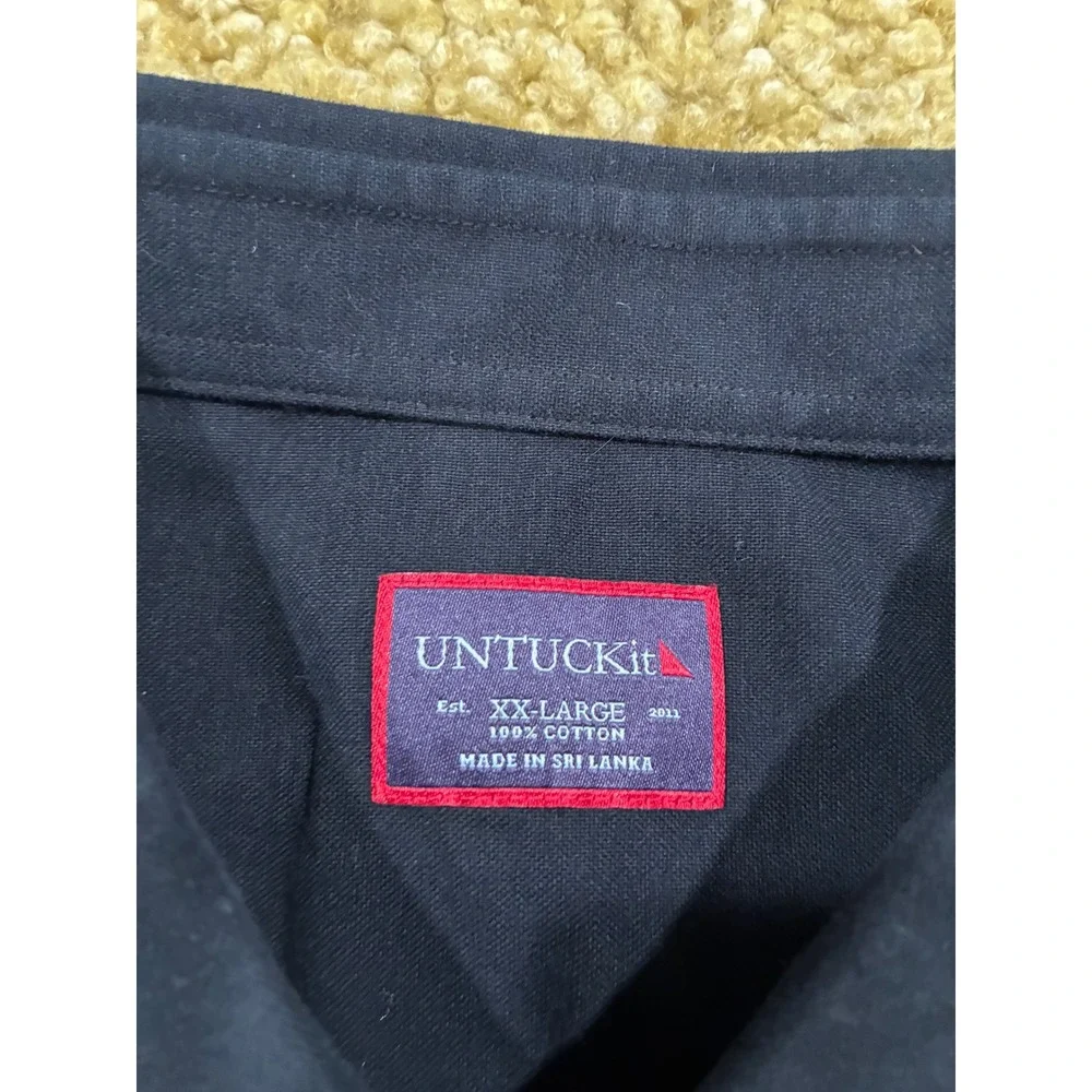 UNTUCKit Mens XXL Black Cotton Long Sleeve Button‎ Down Shirt Chest Pocket
